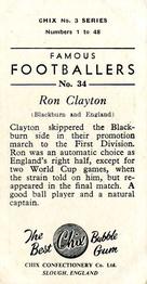 1959-60 Chix Confectionery Famous Footballers #34 Ronnie Clayton Back