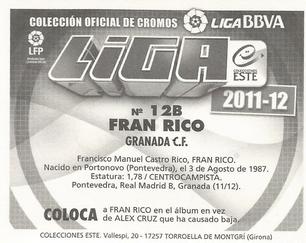 2011-12 Panini Este Spanish LaLiga Stickers #200 Fran Rico Back