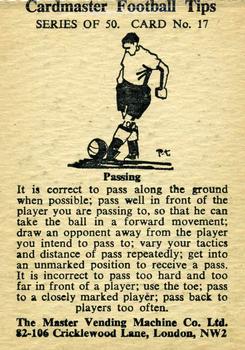 1958 Master Vending Cardmaster Football Tips #17 Kenny Thomson Back