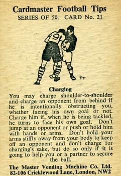 1958 Master Vending Cardmaster Football Tips #21 Dennis Viollet Back