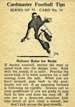 1958 Master Vending Cardmaster Football Tips #34 Thomas Johnston Back