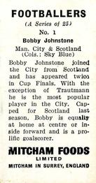 1956 Mitcham Foods Footballers #1 Bobby Johnstone Back