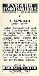 1956 Barratt & Co. Famous Footballers (A4) #7 Ron Baynham Back