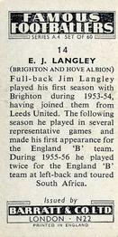 1956 Barratt & Co. Famous Footballers (A4) #14 Jim Langley Back