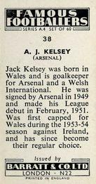 1956 Barratt & Co. Famous Footballers (A4) #38 Jack Kelsey Back