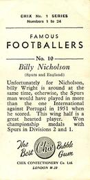 1955 Chix Confectionery Famous Footballers #10 Bill Nicholson Back