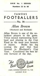 1955 Chix Confectionery Famous Footballers #38 Allan Brown Back