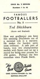 1956-57 Chix Confectionery Famous Footballers #5 Ted Ditchburn Back