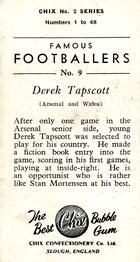 1956-57 Chix Confectionery Famous Footballers #9 Derek Tapscott Back