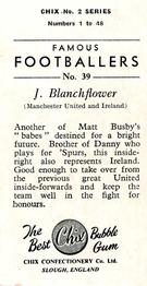 1956-57 Chix Confectionery Famous Footballers #39 Jackie Blanchflower Back