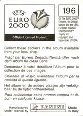 2000 Panini UEFA Euro Belgium-Netherlands Stickers #196 Paco Jemez Back