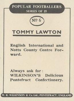 1952 W.R. Wilkinson Popular Footballers #6 Tommy Lawton Back
