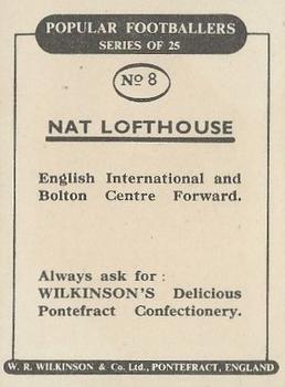 1952 W.R. Wilkinson Popular Footballers #8 Nat Lofthouse Back