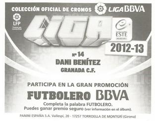 2012-13 Panini Este Spanish LaLiga Stickers #14 Dani Benitez Back