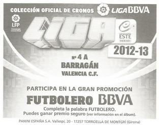 2012-13 Panini Este Spanish LaLiga Stickers #4A Antonio Barragan Back