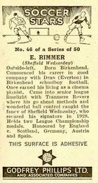 1936 Godfrey Phillips Soccer Stars #46 Ellis Rimmer Back