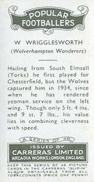 1936 Carreras Popular Footballers #12 Billy Wrigglesworth Back