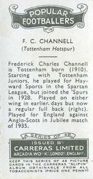 1936 Carreras Popular Footballers #14 Fred Channell Back