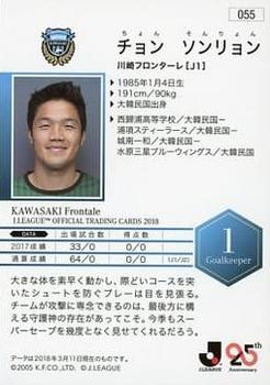 2018 J. League Official Trading Cards #55 Sung-Ryong Jung Back