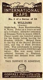 1936 Godfrey Phillips International Caps #2 Ben Williams Back