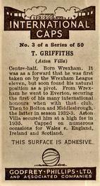 1936 Godfrey Phillips International Caps #3 Thomas Griffiths Back
