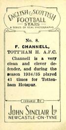 1935 John Sinclair English & Scottish Football Stars #8 Fred Channell Back