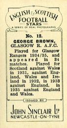 1935 John Sinclair English & Scottish Football Stars #12 George Brown Back