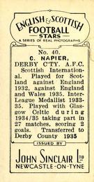 1935 John Sinclair English & Scottish Football Stars #40 Charlie Napier Back