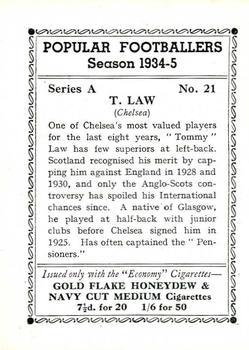 1935 R & J Hill Popular Footballers #21 Tommy Law Back