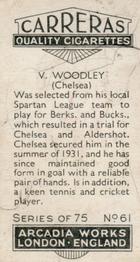 1934 Carreras Footballers #61 Vic Woodley Back