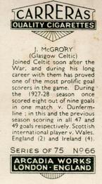 1934 Carreras Footballers #66 Jimmy McGrory Back