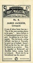 1929 Boys' Magazine Famous Footballers #8 Jimmy Jackson Back