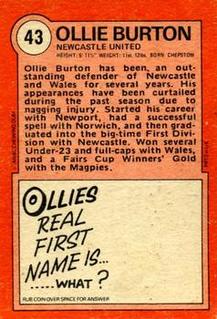 1972 A&BC Red Backs #43 Ollie Burton Back