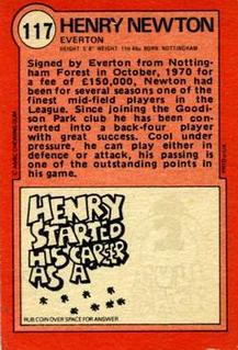 1972 A&BC Red Backs #117 Henry Newton Back