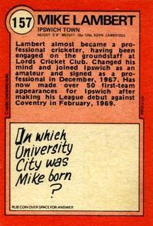 1972 A&BC Red Backs #157 Mick Lambert Back