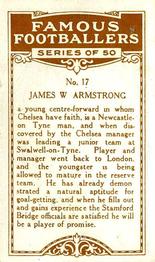 1923 British American Tobacco Famous Footballers #17 Jimmy Armstrong Back