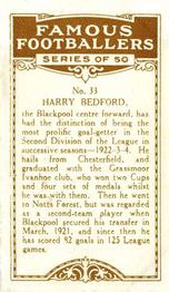 1924 British American Tobacco Famous Footballers #33 Harry Bedford Back