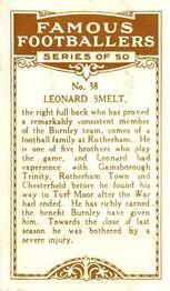 1924 British American Tobacco Famous Footballers #38 Len Smelt Back