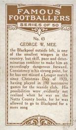 1925 British American Tobacco Famous Footballers #43 Georgie Mee Back