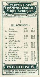 1926 Ogden's Cigarettes Captains of Association Football Clubs, & Colours #6 Billy Benton Back