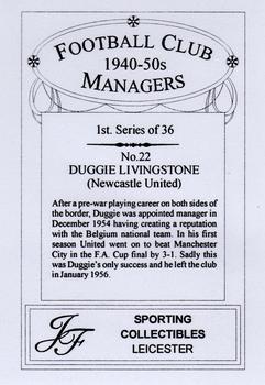 2001 JF Collectibles Football Club Managers 1940-50s #22 Doug Livingstone Back