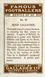 1926 Gallaher Famous Footballers #19 Hughie Gallacher Back