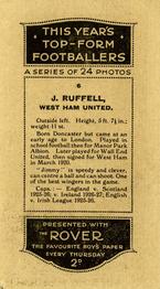 1927 D.C. Thomson / The Rover This Year's Top-Form Footballers #6 Jimmy Ruffell Back