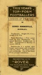 1927 D.C. Thomson / The Rover This Year's Top-Form Footballers #18 George Sommerville Back
