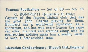 1961 Clevedon Confectionery Famous Footballers #48 Giampiero Boniperti Back