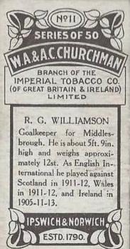 1914 Churchman's Footballers #11 Tim Williamson Back