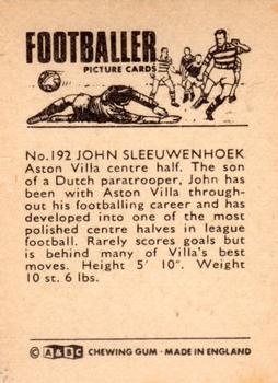 1966-67 A&BC Footballers #192 John Sleeuwenhoek Back