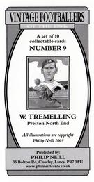 2005 Philip Neill Vintage Footballers Of The 1900's #9 Billy Tremelling Back