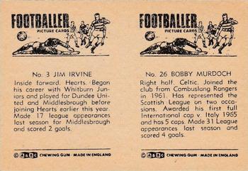 1967-68 A&BC Chewing Gum Footballers (Scottish) - Pairs Set #26 / 3 Bobby Murdoch / Jim Irvine Back