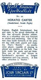 1938 John Sinclair Well Known Footballers (North Eastern Counties) #22 Horatio Carter Back